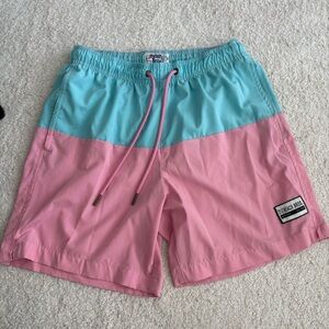 Beach Bros Men's Pink and Blue Swim Shorts